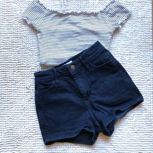High waisted jean shorts